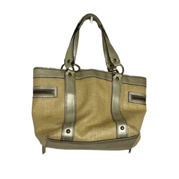 COACH Vintage Metallic Straw Leather Woven Tote Hand Bag - Picture 10 of 10